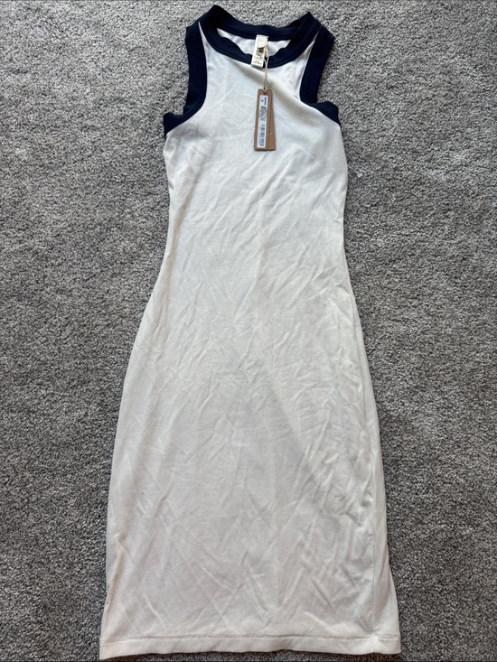 SKIMS Dresses & Skirts - SKIMS White Midi Dress with Navy Trim